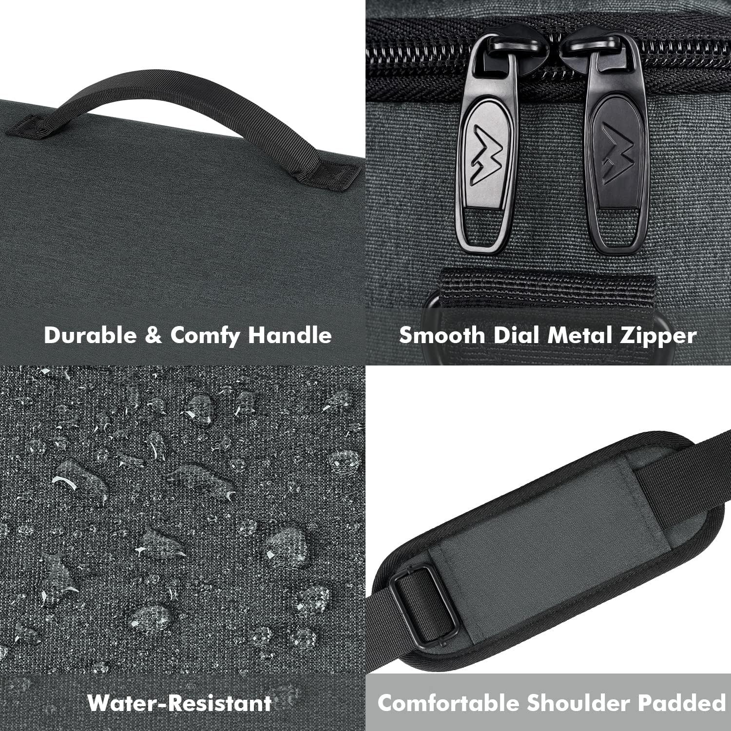 Messenger Bag for Men, Women Briefcases Lightweight Men's Laptop Bag 15.6 inch Water Resistant Crossbody School Satchel Bags for Boys Computer Work Office Bag with Shoulder Strap, Black - Image 5